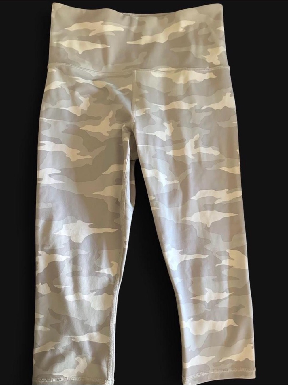Athleta Girls' Neutral Camo Capri Leggings in Beige and Cream